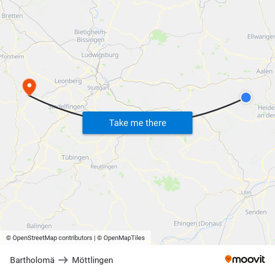 Bartholomä to Möttlingen map