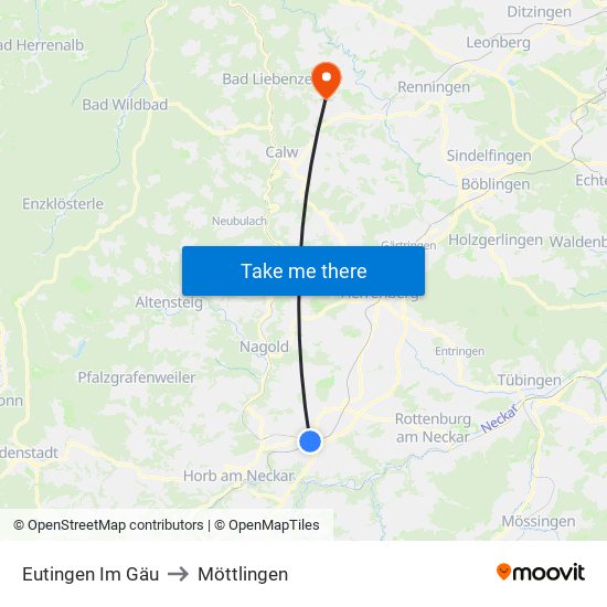 Eutingen Im Gäu to Möttlingen map