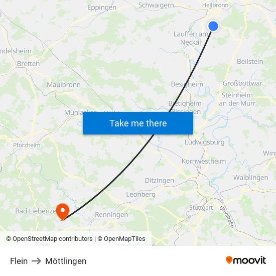 Flein to Möttlingen map