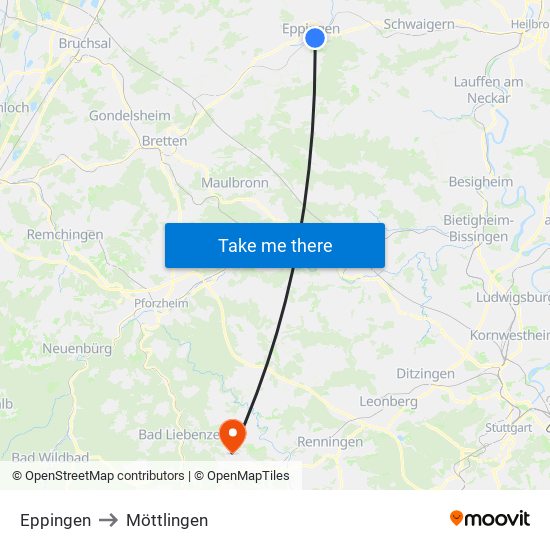 Eppingen to Möttlingen map