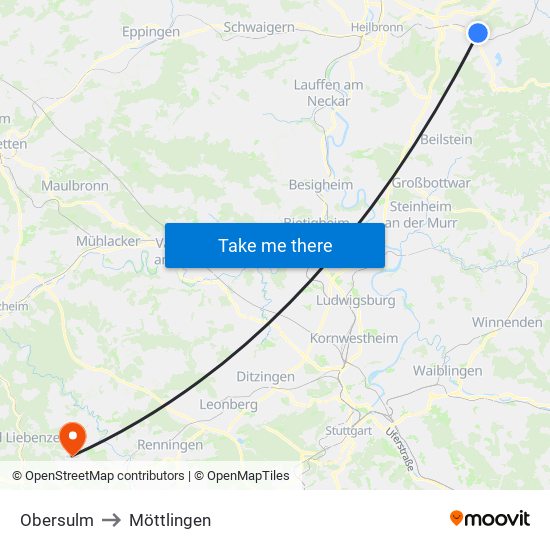 Obersulm to Möttlingen map