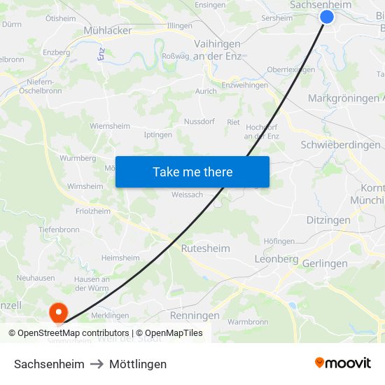 Sachsenheim to Möttlingen map