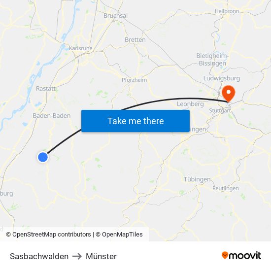 Sasbachwalden to Münster map