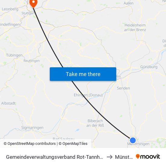 Gemeindeverwaltungsverband Rot-Tannheim to Münster map