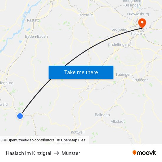 Haslach Im Kinzigtal to Münster map