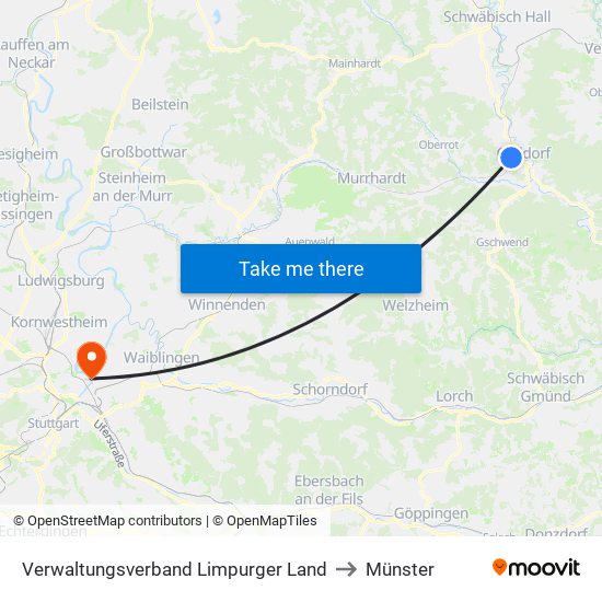 Verwaltungsverband Limpurger Land to Münster map