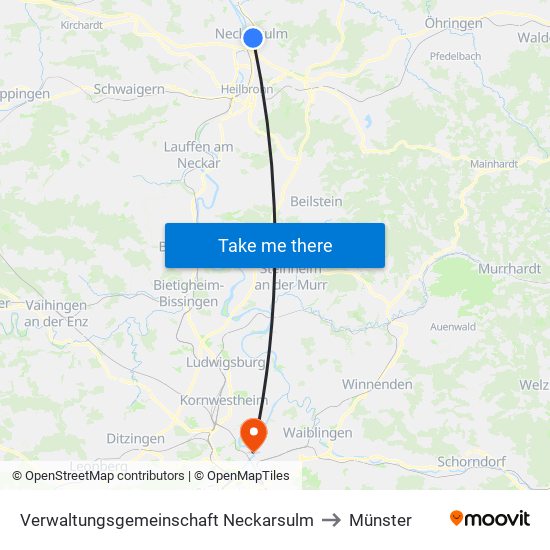 Verwaltungsgemeinschaft Neckarsulm to Münster map
