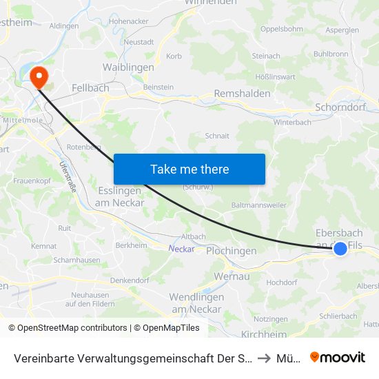 Vereinbarte Verwaltungsgemeinschaft Der Stadt Ebersbach An Der Fils to Münster map