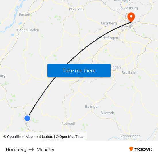 Hornberg to Münster map