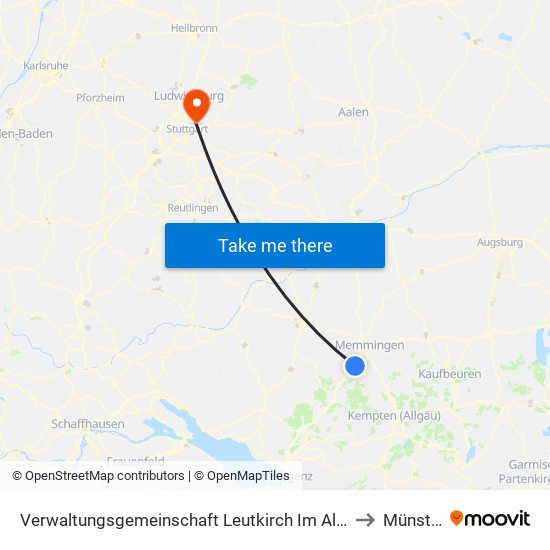 Verwaltungsgemeinschaft Leutkirch Im Allgäu to Münster map