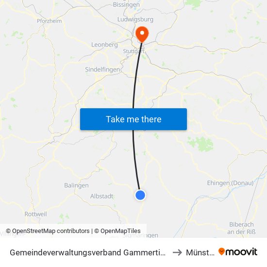 Gemeindeverwaltungsverband Gammertingen to Münster map