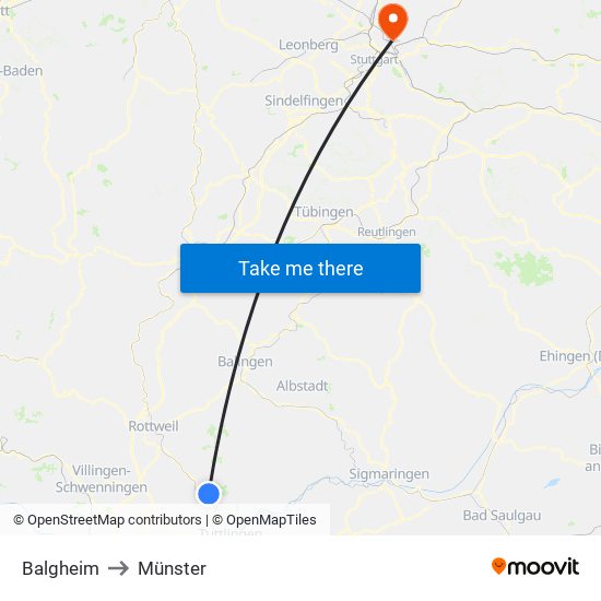 Balgheim to Münster map