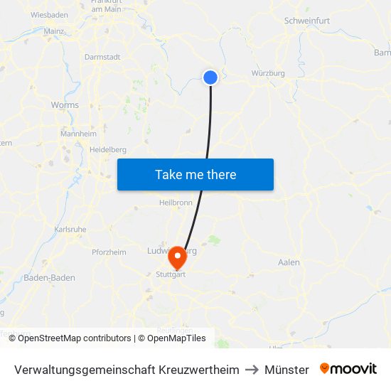 Verwaltungsgemeinschaft Kreuzwertheim to Münster map