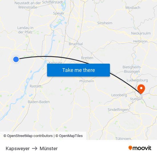 Kapsweyer to Münster map