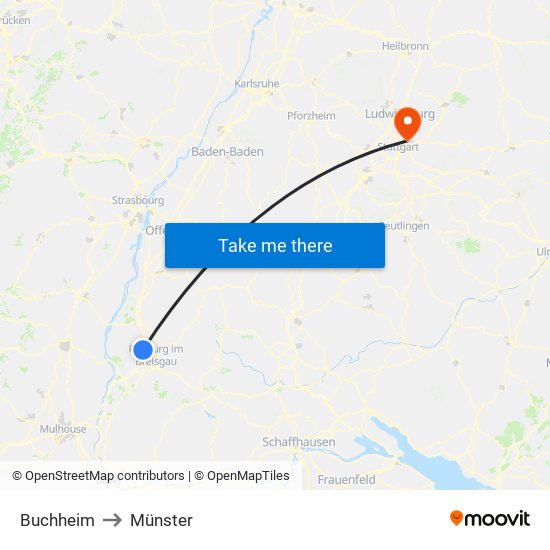 Buchheim to Münster map