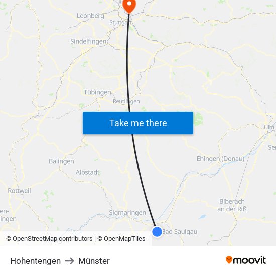 Hohentengen to Münster map