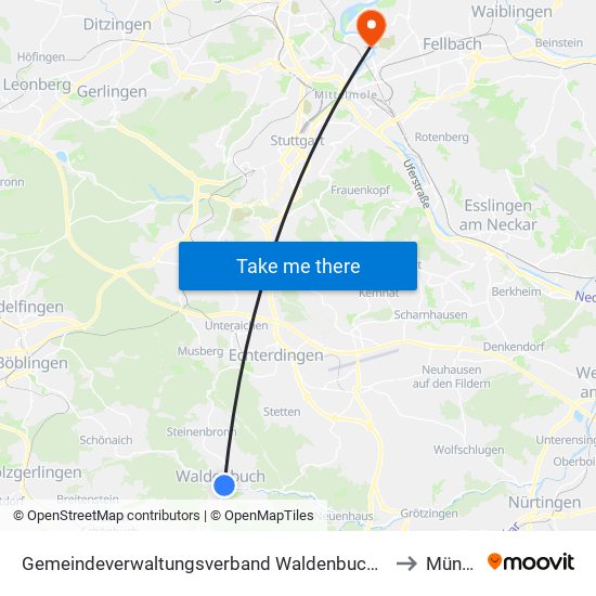 Gemeindeverwaltungsverband Waldenbuch/Steinenbronn to Münster map