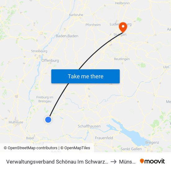 Verwaltungsverband Schönau Im Schwarzwald to Münster map