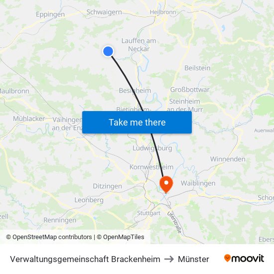 Verwaltungsgemeinschaft Brackenheim to Münster map