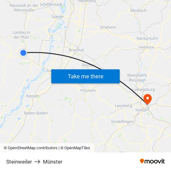 Steinweiler to Münster map