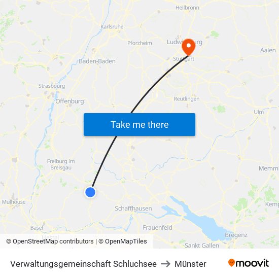 Verwaltungsgemeinschaft Schluchsee to Münster map