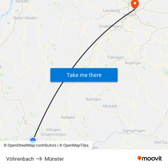 Vöhrenbach to Münster map