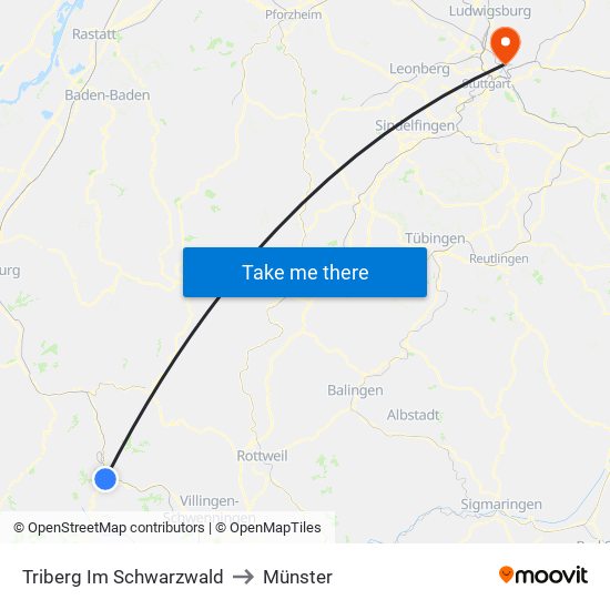 Triberg Im Schwarzwald to Münster map