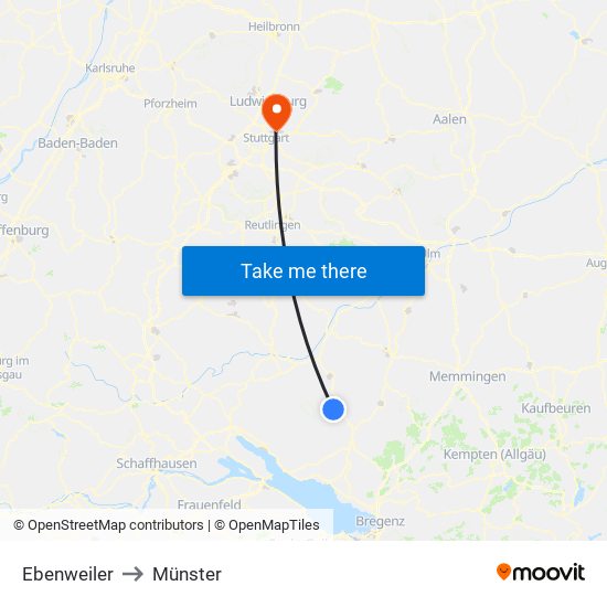 Ebenweiler to Münster map