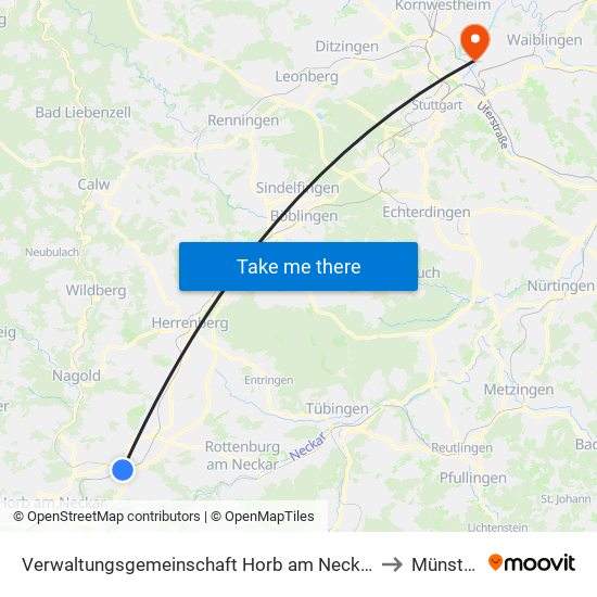 Verwaltungsgemeinschaft Horb am Neckar to Münster map