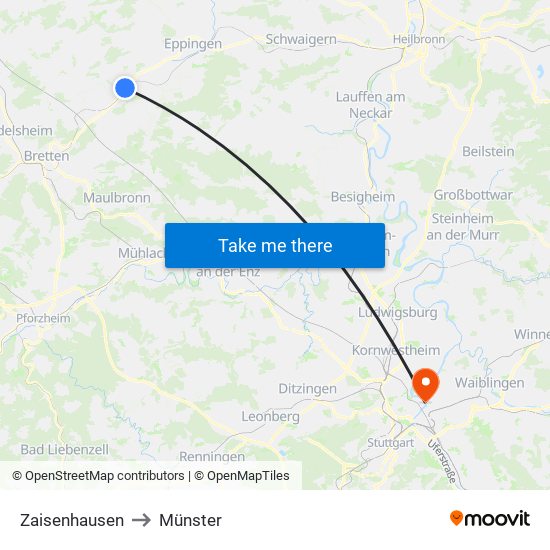 Zaisenhausen to Münster map
