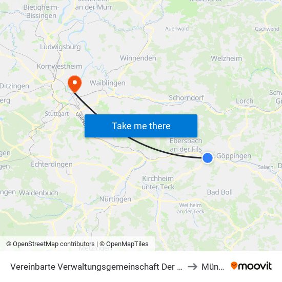 Vereinbarte Verwaltungsgemeinschaft Der Stadt Uhingen to Münster map