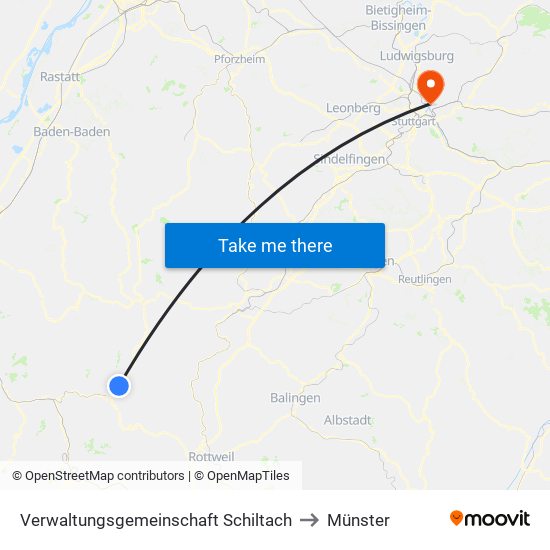 Verwaltungsgemeinschaft Schiltach to Münster map