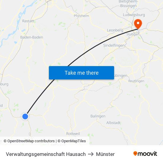 Verwaltungsgemeinschaft Hausach to Münster map