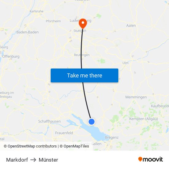 Markdorf to Münster map