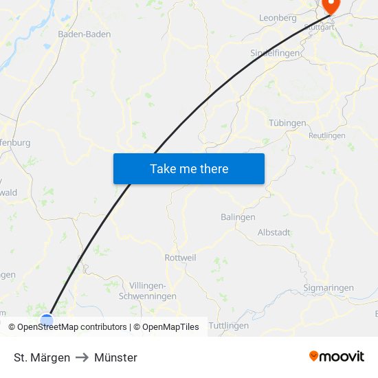 St. Märgen to Münster map