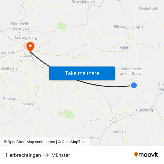 Herbrechtingen to Münster map