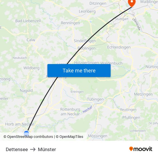 Dettensee to Münster map