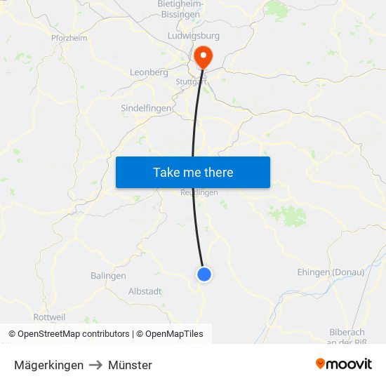 Mägerkingen to Münster map