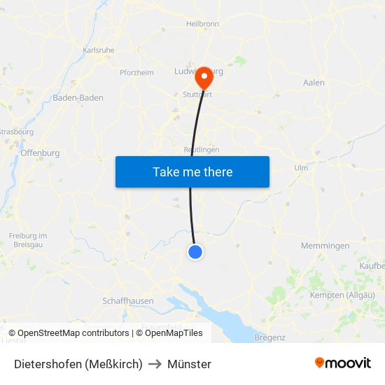 Dietershofen (Meßkirch) to Münster map