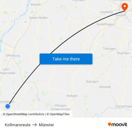 Kollmarsreute to Münster map