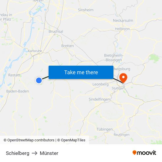 Schielberg to Münster map