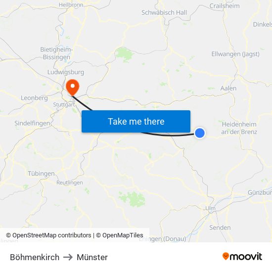 Böhmenkirch to Münster map