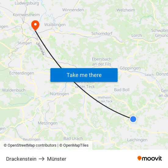 Drackenstein to Münster map