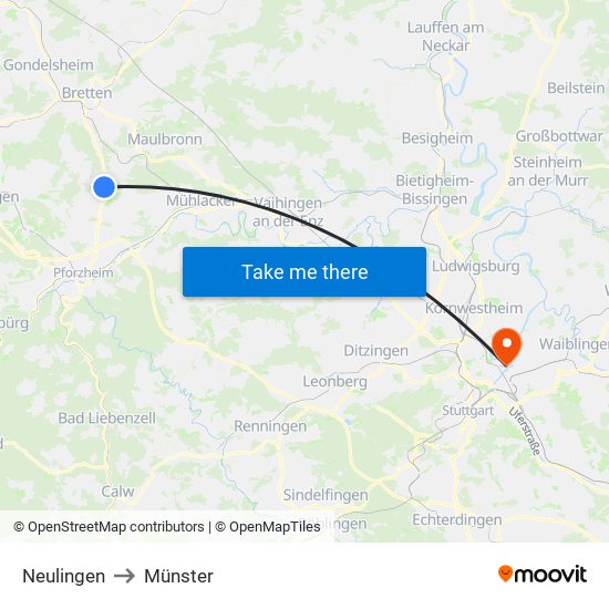 Neulingen to Münster map