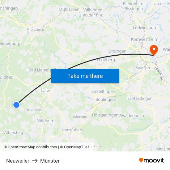 Neuweiler to Münster map