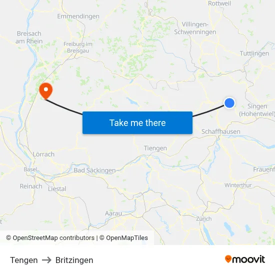 Tengen to Britzingen map