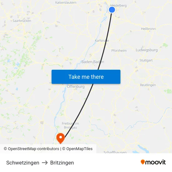 Schwetzingen to Britzingen map