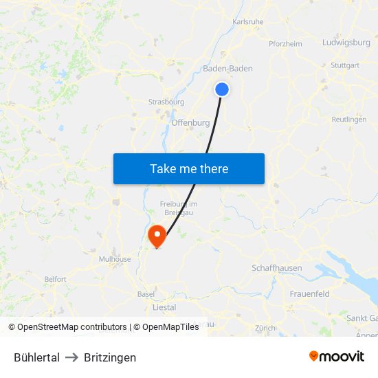 Bühlertal to Britzingen map