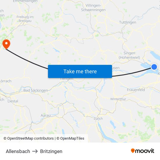 Allensbach to Britzingen map