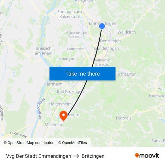 Vvg Der Stadt Emmendingen to Britzingen map